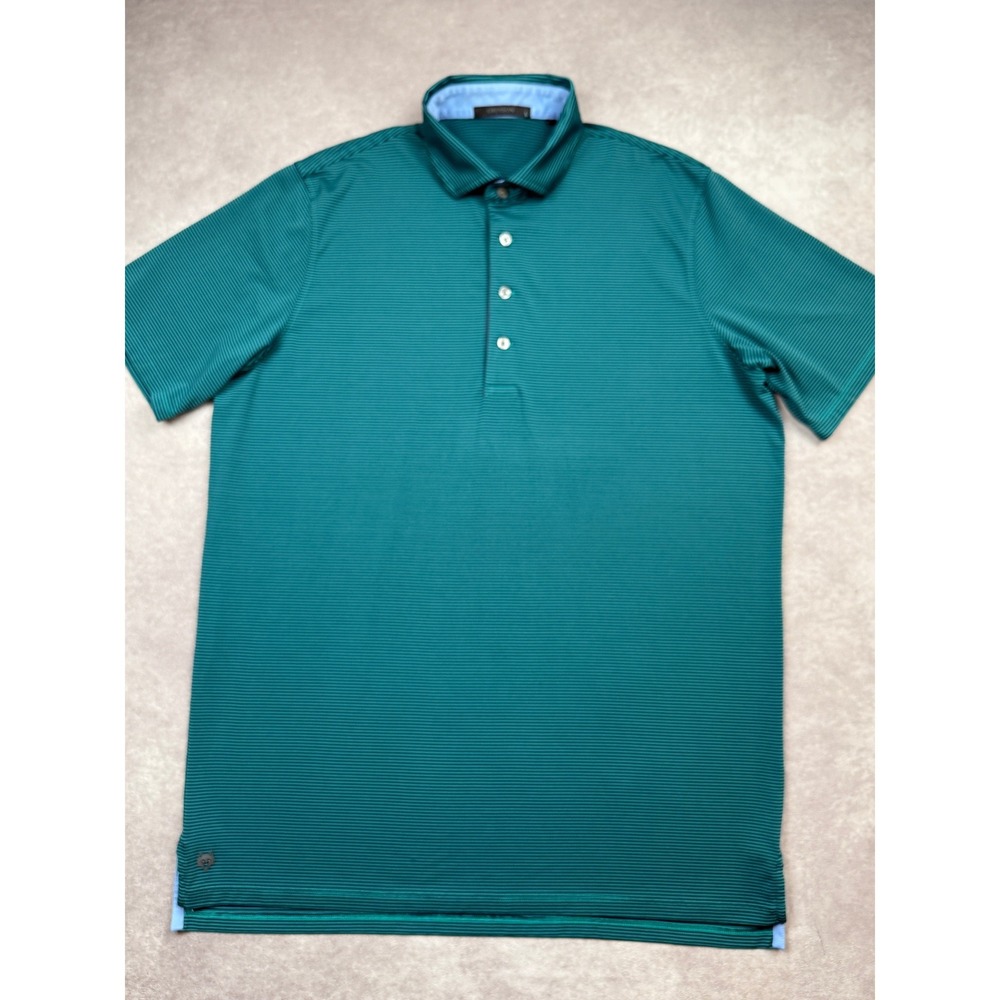 Greyson Mens L Green Purple Striped Short Sleeve Golf Polo Shirt Made in Peru